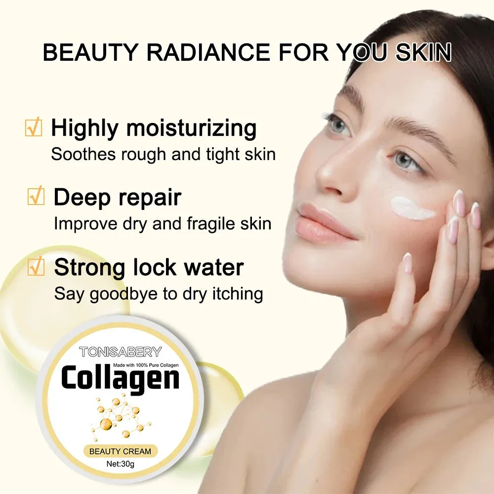 Collagen Wrinkle Removal Cream: Fades Fine Lines, Firms, Lifts, Anti-Aging, Improves Puffiness, Moisturizing, Tightening Beauty Care.