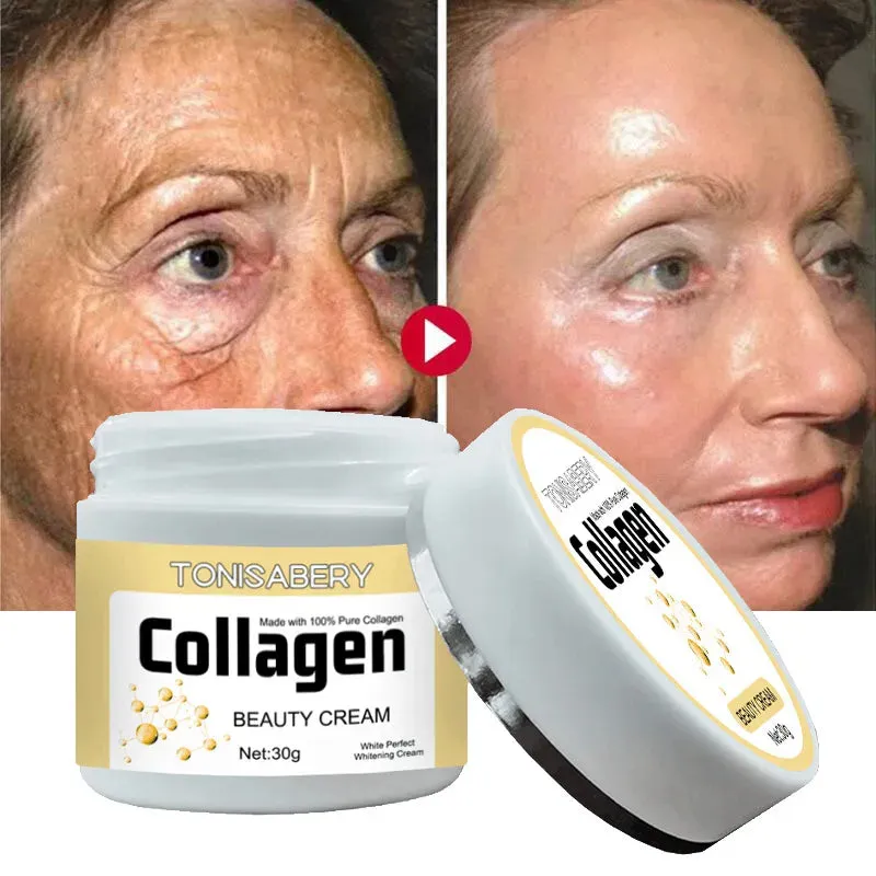 Collagen Wrinkle Removal Cream: Fades Fine Lines, Firms, Lifts, Anti-Aging, Improves Puffiness, Moisturizing, Tightening Beauty Care.