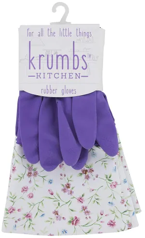 Krumbs Kitchen Rubber Gloves In Purple Flowers