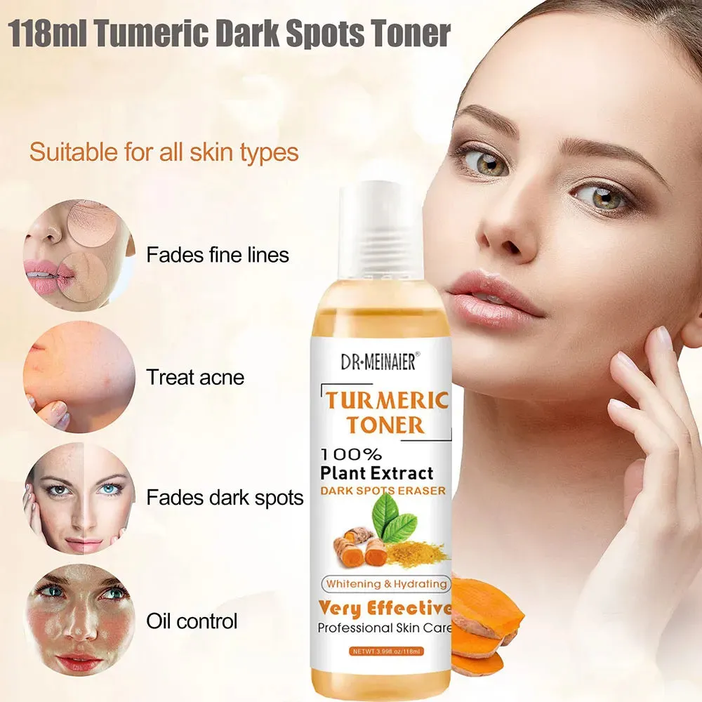 Set of 2 Turmeric Dark Spot Toners – Erase, Correct, and Fade Blemishes for Dark Skin. A powerful solution for dark spots, blemishes, and acne removal.